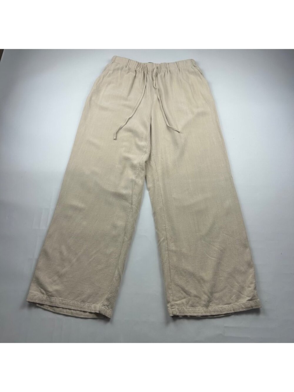 White Fox Natural Linen Blend Wide Leg Lounge Pant M
